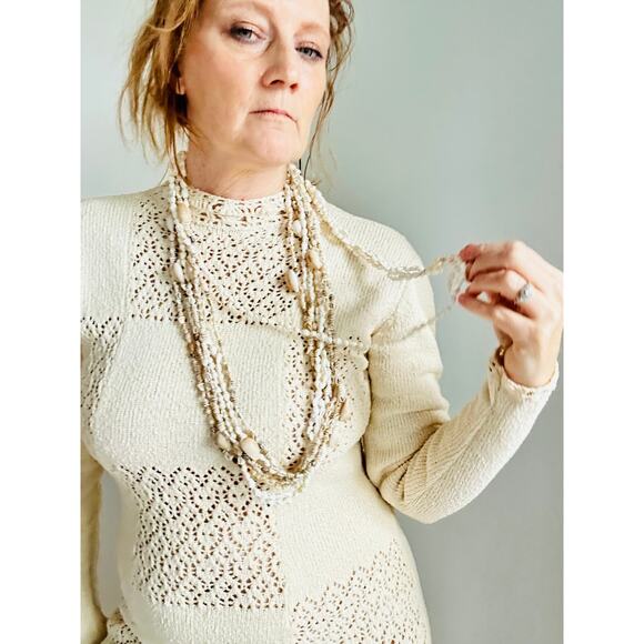 Vintage Set of Seashell Necklace Long Strands Beige Beachy Neutral - Picture 7 of 10